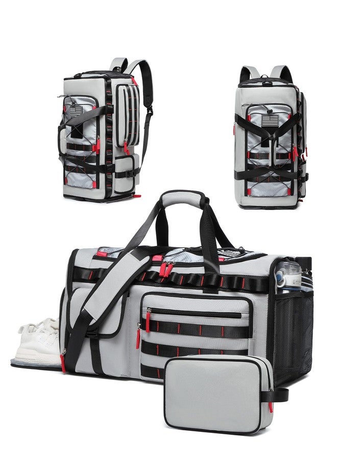 MCBD Gym Bags for Men & Women, 45L Travel Duffle Sports Backpack with Shoes & Laptop Compartment, Large Workout Carry On Bag Weekender Overnight Tote, Grey - Image 1
